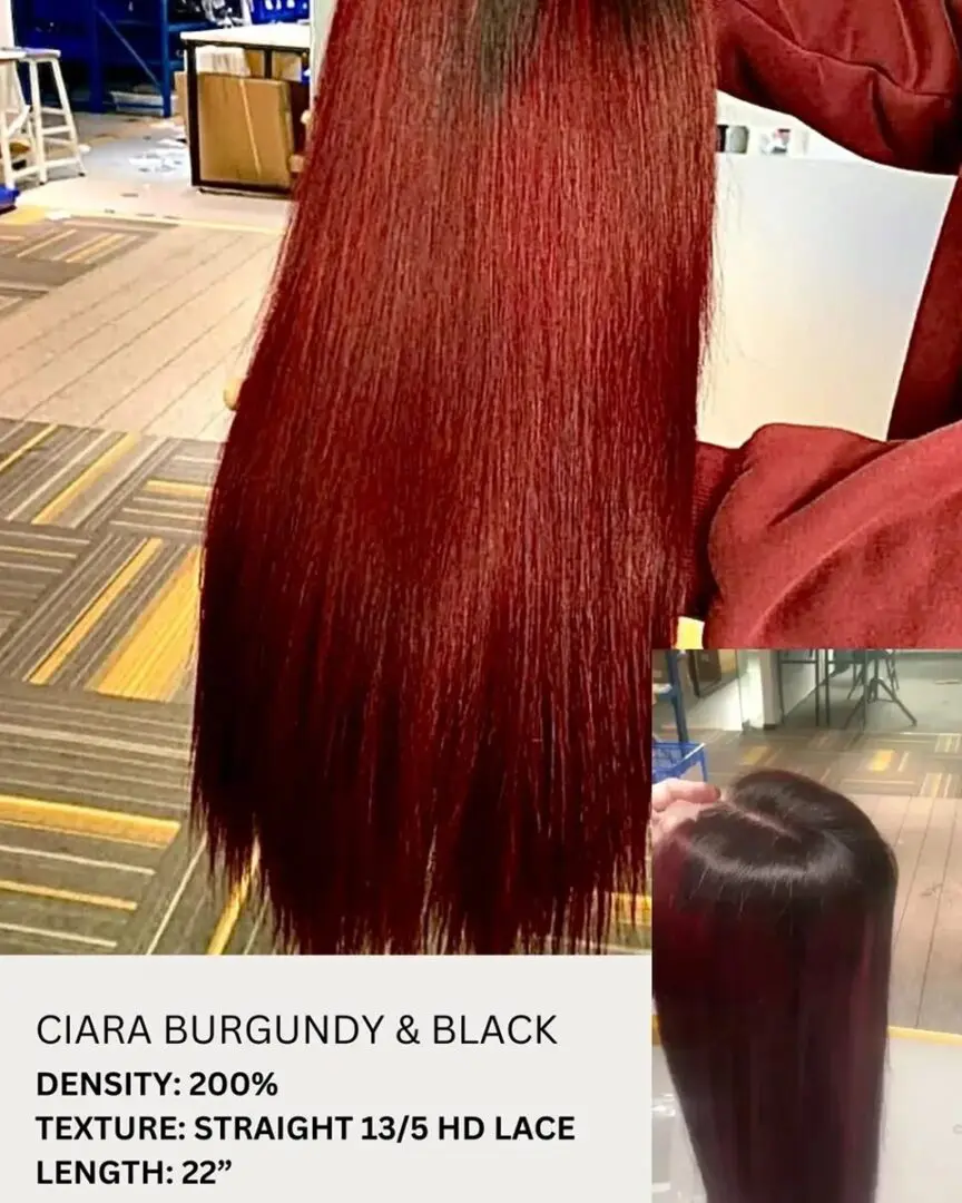 A picture of ciara burgundy and black hair.