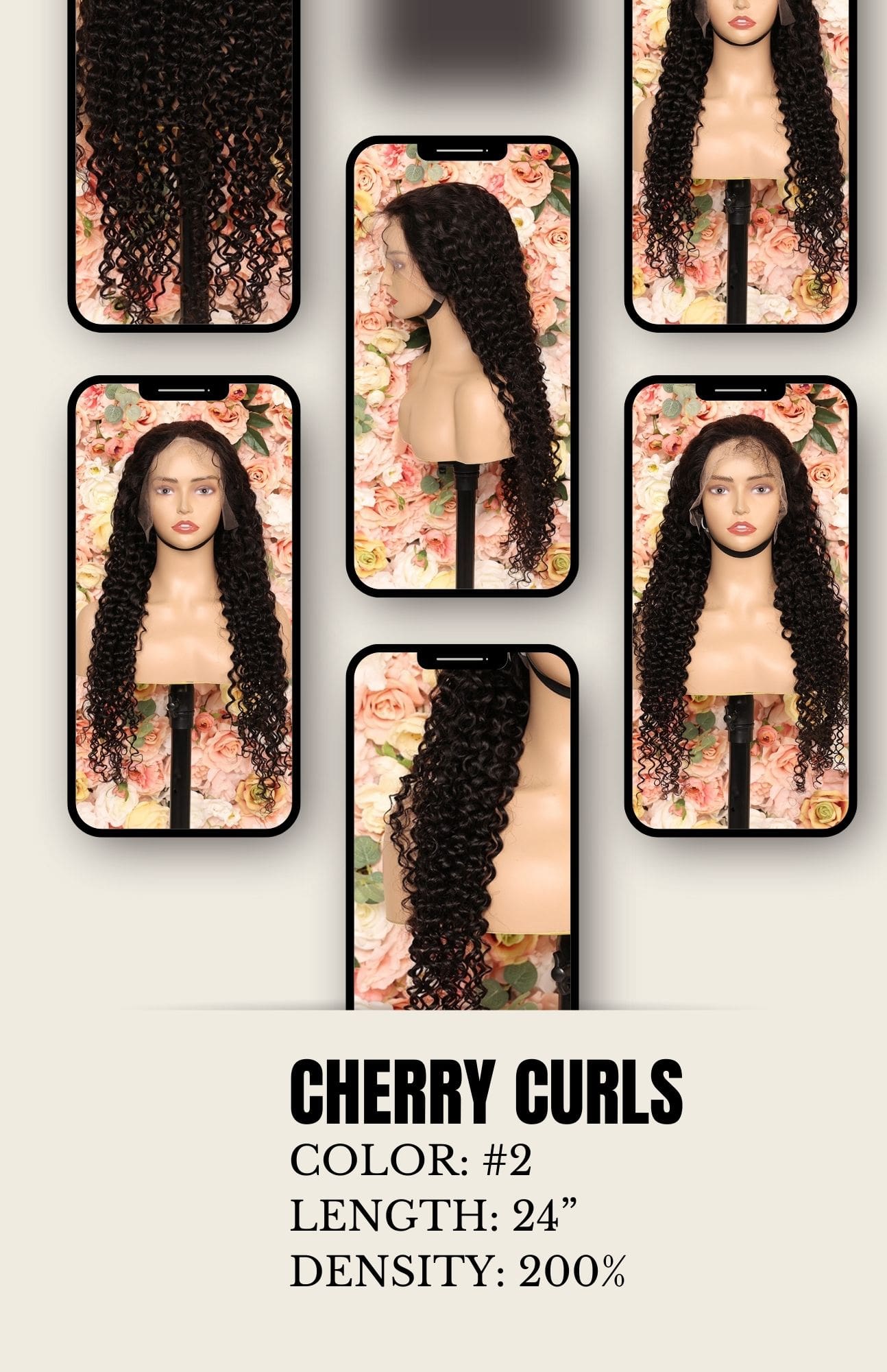 A collage of different pictures with the words cherry curls